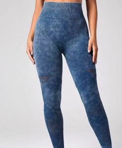 Nouveau sans couture Scrunch bout à bout sport Leggings pour femmes creux taille haute contrôle du ventre Yoga Fitness Gym pantalons d'entraînement - Product Image 4