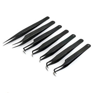 แหนบปลายตะขอสีดำปลายแหลมแบบมืออาชีพแหนบปลายตะขอรูปตัว L คมป้องกันไฟฟ้าสถิตย์น้ำหนักเบาการใช้งานแบบคลาสสิก - Product Image 4