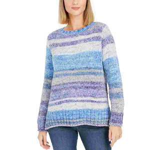 Maglione da Donna Style Co con Collo Tondo, Sfumato Blu, Maniche Lunghe, Traspirante, Stile Casual Coreano, Logo Frontale, Taglie da XS a Large, per Autunno e Inverno - Product Image 1