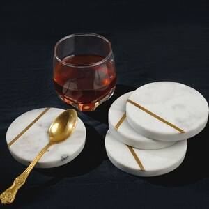 handmade White Stone Tea <b>Coaster</b> <b>Marble</b> <b>Coaster</b> Cup Decorative New Design Luxury Circle Customized Logo <b>Marble</b> <b>Coaster</b> - Product Image 4