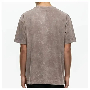 2025 precio al por mayor Casual Street Collar de gran tamaño para hombres Acidwash de talla grande cuello redondo en blanco algodón liso camiseta para hombres - Product Image 2