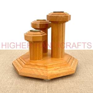 Candelabro de Madera Sólida de Tres Velas, Diseño Rústico, Hecho a Mano, Tamaño Personalizado, Directo de Fábrica, Premium, para Navidad - Product Image 4