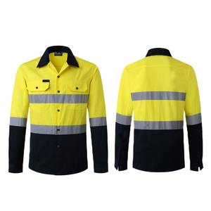 Chemise de travail orange de sécurité professionnelle pour hommes 100% coton respirant et grande taille réfléchissante en coton - Product Image 3