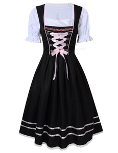 Vestido Dirndl Alemán para Mujer, Estampado de Leopardo, Lavable, con Encaje, Disfraz para Festivales, Cosplay, Fiestas, Talla Grande - Product Image 1