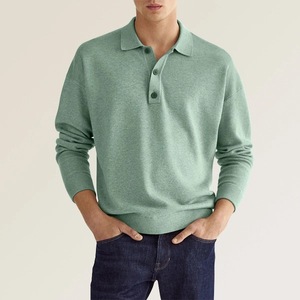 Wholesale Men Long Sleeve Solid ColorButton Polo <b>Collar</b> <b>T</b>-<b>shirt</b> winter Top Men's Pullover polo <b>t</b>-<b>shirt</b> for Men - Product Image 2