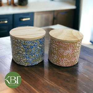 Pot en bambou incrusté de coquille d'œuf florale et de nacre exquise - Boîte de rangement décorative polyvalente pour le Ramadan - Product Image 6