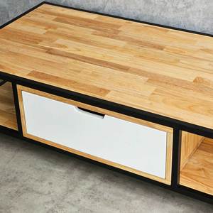 Modern Tea <b>Table</b> Rubber Wood with Iron Frame 120x60x35cm Living Room Furniture Durable TT68276 - Product Image 3