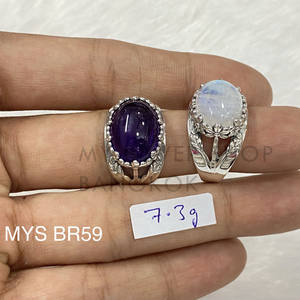 แหวนเงินแท้ 925 ประดับพลอยทรงรีธรรมชาติ ดีไซน์คลาสสิกแบบกรงเล็บปีกและลายใบไม้ เครื่องประดับสไตล์โบฮีเมียน - Product Image 6