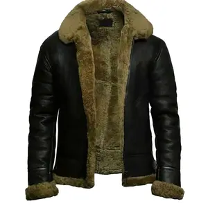 Promoción Hombres Chaqueta de cuero de piel genuina Hombres Uso de invierno Cremallera Chaqueta de cuero de piel Hombres Venta Chaqueta de cuero personalizada