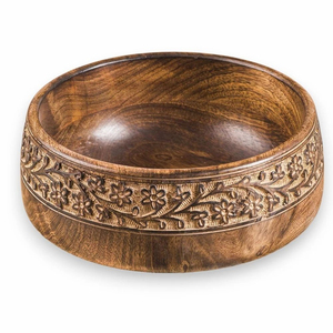 Handmade Wood Serving Bowl and Melamine Fruit Bowl Set Elegant Home Decor and Everyday Dining <b>Dinnerware</b> - Product Image 1