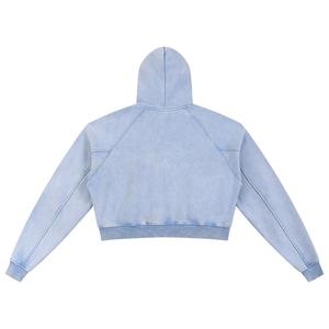 Vente en gros Hiver Crop Goutte épaule Femmes Oversize Hoodies Logo Personnalisé Streetwear Confortable Terry Polaire Pull Style Décontracté - Product Image 2