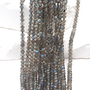 AA Faceted Black Labradorite 4mm Thin Rondelle <b>Balls</b> 15.5" Strand Stone Jewelry Third Party Certified for Crafting Decoration - Product Image 2