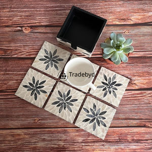 Tradebyd Premium MOP Inlay Coaster Set Décoration de table artistique faite à la main pour les maisons élégantes - Product Image 1