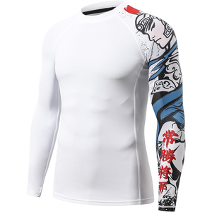 UPF 50 sublimación impresa logotipo personalizado Spandex/Nylon Rash Guard para Jiu Jitsu MMA BJJ Surf-transpirable secado rápido manga larga OEM - Product Image 1