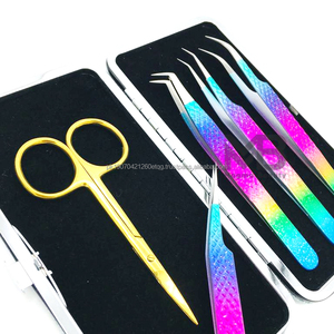 Pinzas de Acero Inoxidable con Punta de Fibra Dorada y Dientes Serrados para Extensiones de Pestañas, con Agarre para Extensiones de Pestañas - Product Image 2