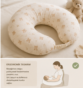 Almohadas de Lactancia para Bebés al por Mayor, 100% Algodón Muselina, Cojín Ergonómico para Amamantar, Correa Ajustable para la Cintura, Funda Extraíble, Turquía - Product Image 2