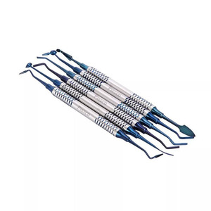 Juego de Instrumentos Dentales Restauradores con Recubrimiento de Titanio Azul PISSCO, Juego de Instrumentos Dentales de Titanio Azul, 6 Piezas, Acero Inoxidable Japonés - Product Image 1
