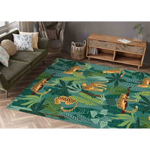 Tiger <b>Rug</b> Printed <b>Rug</b>, Bohemian, Green, Animal, Colorful, <b>Hallway</b>, Wall Hanging, 3D,Velvet <b>Rug</b> - Product Image 4