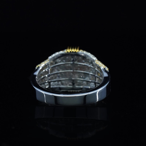 925 Sterling Silver VVS Moissanite Diamond Men's <b>Ring</b> Two Tone Accent Round Cluster Iced Out Hip Hop Luxury <b>Statement</b> <b>Ring</b> - Product Image 4