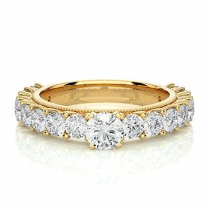 0,90 TCW redondo brillante corte solitario con acentos Moissanite anillo para mujer/anillo de regalo de aniversario banda para amor regalo de cumpleaños - Product Image 1