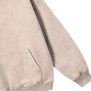 <b>Men</b> <b>Beige</b> Acid Wash <b>Hoodie</b> Oversized Streetwear Heavyweight Cotton Fleece Drop Shoulder Vintage Pullover Loose Custom Sweatshirt - Product Image 3
