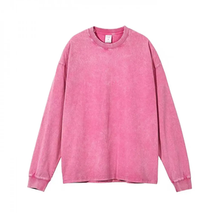 Hot Selling Drop Shoulder Custom logo Acid Wash <b>Sweatshirt</b> Round Neck French Terry Oversized Men Cotton <b>Vintage</b> <b>Sweatshirt</b> - Product Image 2