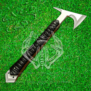 Custom Full Tang D2 Steel Hunting Camping Bearded Axe, Micarta Handle Tomahawk Real Hatchet con funda de cuero, regalo ideal - Product Image 2