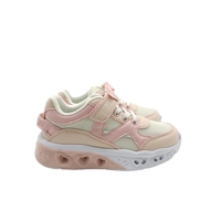 Nouvelles baskets roses à LED pour filles, semelle intermédiaire en EVA, doublure en mesh, vente en gros, usine OEM, chaussures personnalisées pour enfants avec motif cœur