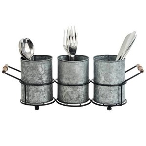 Galvanized Iron <b>Utensil</b> Holder Kitchen Countertop Organizer <b>Storage</b> Rack Manufactured Flatware Caddy Bucket for Kitchen <b>Utensils</b> - Product Image 4