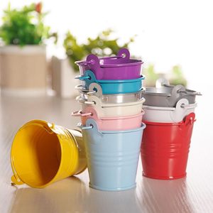 Seau en métal nouvellement galvanisé avec poignée couleur émail pour décor à la maison jardinière de fleurs seau multi-utilisable - Product Image 1