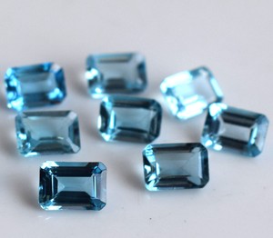 Topacio Azul Suizo Natural, Corte Octogonal, 4x6 mm, Facetado - Topacio Azul Suizo Suelto, Corte Octogonal - Product Image 3