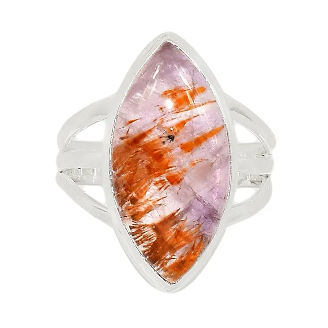 High Vibration Healing Jewerly 925 Sterling Silver 14K Gold Plated Melody Gemstone Chunky Cacoxenite Ring Jewellery