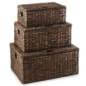 Conteneur en jacinthe d'eau au prix le plus bas à vendre, boîtes en fibres naturelles, boîtes tressées à la main - Product Image 6