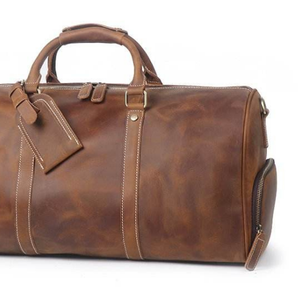 กระเป๋ากีฬาหนังความจุขนาดใหญ่วินเทจทำมืออย่างสวยงามกระเป๋ายิมวันหยุดสุดสัปดาห์วันหยุดกระเป๋ารองเท้า - Product Image 5