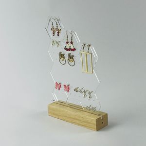 Soporte de exhibición de pendientes de acrílico de diferentes formas hermosas y asequibles 2025 con elegante Base de madera para exhibir joyas - Product Image 1