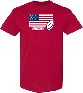 T-shirt unisexe 100% coton drapeau rugby balle sport athlétisme jeux d'été porter drapeau de football balle-pour unisexe Fit - Product Image 1