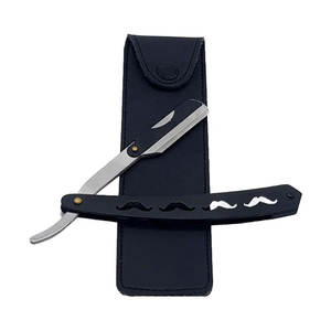 Maquinilla de afeitar profesional con mango de diseño de bigote con hoja cambiable | Maquinilla de afeitar de borde recto de acero inoxidable para hombres y mujeres - Product Image 1