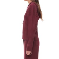 Sweat à capuche zippé en tricot jacquard torsadé pour femme, en laine/acrylique délavé à l'acide, broderie 3D, manches longues, décontracté, pour l'automne et l'hiver