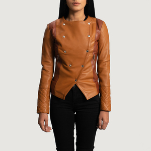 Veste d'hiver pour femmes en cuir véritable taille personnalisée nouvelle tendance manches longues avec fermeture éclair en bas Logo imprimé personnalisé Option grande taille - Product Image 4