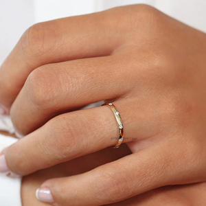 Juego de bruñido Moissanite Diamond Full Eternity Gold Ring para mujer, banda apilable moderna y minimalista, joyería nupcial elegante - Product Image 2