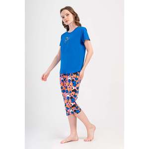 Conjunto de Pantalones Capri y Top de Cuello Redondo KADIN P.SUPREM O YAKA KISA KOL ETEGI OVAL - AZUL NOCTURNO - AZUL NOCTURNO - Product Image 2