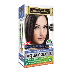 Indus Valley Warna Rambut Aqua Medium Cokelat Cakupan Abu-abu Pewarna Rambut Bebas Alergi Warna Rambut Organik