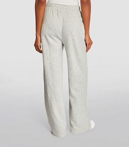 Pantalon de survêtement femme personnalisé gris chiné jambe large grande taille taille moyenne devant plat avec broderie pour la saison hivernale - Product Image 6
