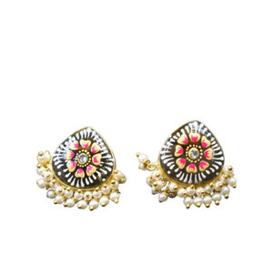 Premium Quality Gold-plated <b>Stone</b> Hand-<b>painting</b> Stud Earring Fashionable Jewelry for Girls and Women at Wholesale Price - Product Image 1