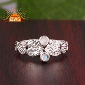 Vente chaude Fine Sterling Silver Natural Rainbow Moon Stone Gemstone Déclaration Ring Fabricant de bijoux personnalisés - Product Image 2