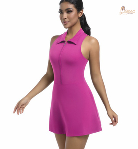 Ensemble de sport taille haute pour femme, robe et short coupe droite, grande taille, tenue de yoga imprimée 100 % coton respirant et écologique - Product Image 2