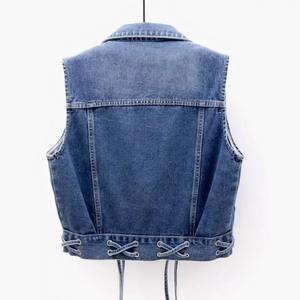 Personnaliser la conception pénitentiaire nouvelle veste pour femme veste en jean sans manches respirante de qualité supérieure 100% veste en jean à capuche en coton - Product Image 3