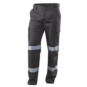 Pantalons de travail cargo noirs pour hommes avec réflecteurs, vêtements de travail de construction, automne, construction, pantalon de sécurité réfléchissant contrasté - Product Image 3