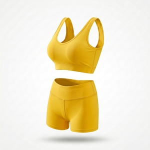 Conjunto Deportivo de Yoga para Mujer de Alta Calidad, 2 Piezas, Sin Costuras, Cintura Alta, Logotipo Frontal, Color Sólido, Ecológico, para Gimnasio y Entrenamiento - Product Image 1