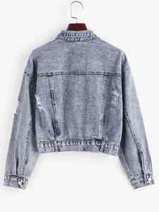 Ventes en gros de vestes en jean pour femmes, dernier design, manches longues, bouton unique, jeans de cow-boy, tissu en coton, vente chaude, vestes vierges - Product Image 2